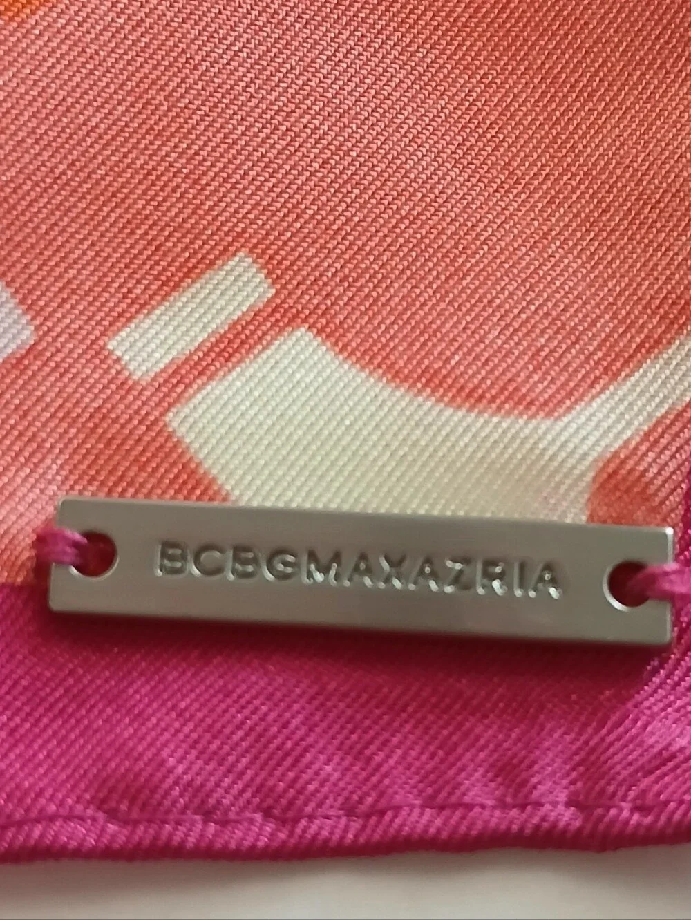 BCBGMAXAZRIA Floral Silk Scarf - Pink & Orange Print